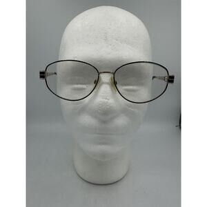 Vtg Tura Mod-709 Women's Oval Eyeglasses Frames Gold Black 56 15
